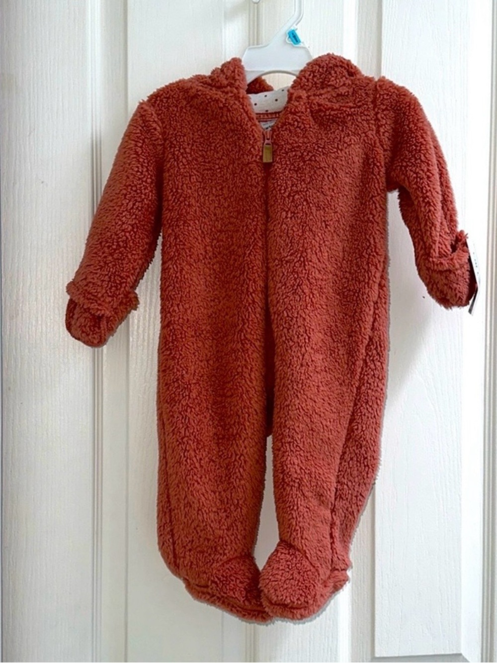 Carter's Rust/Pink Teddy Sherpa Footed One-Piece